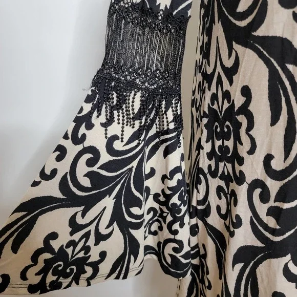 Boho, Hippie, Peasant Crochet Dress Black Medium. - Picture 2 of 12